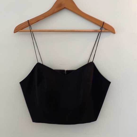 Alice + Olivia Archer Black Cropped Cami Top Women's Large - Picture 4 of 9